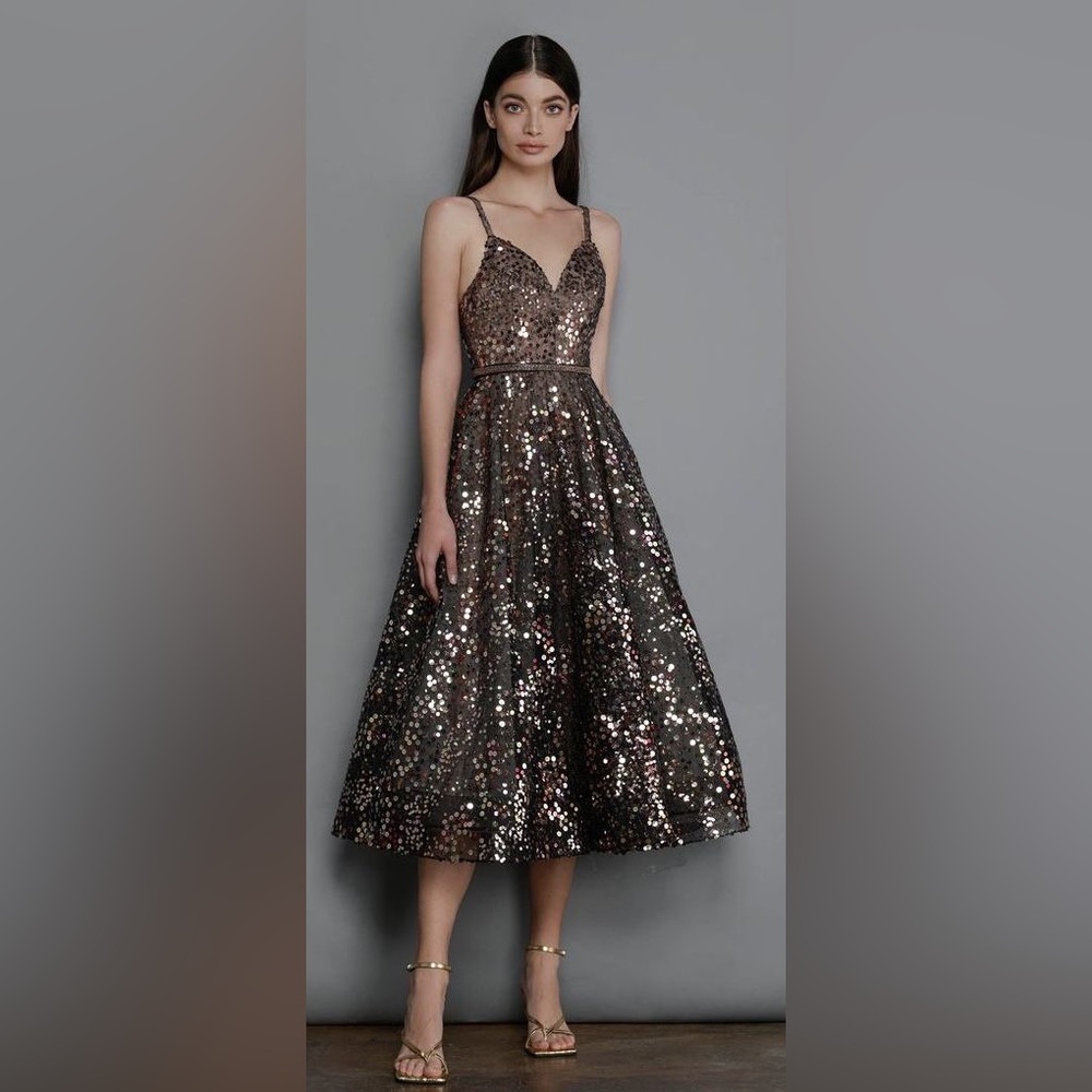 Bronx & Banco Midi Dress Midnight Black Sequin, XS